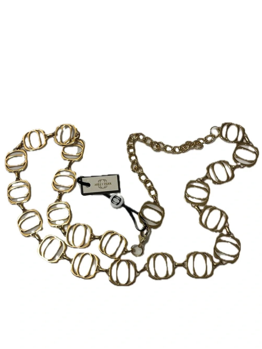 Milly Park New with Tags Gold Link Statement Medium Logo Chain Belt 40-42 inches